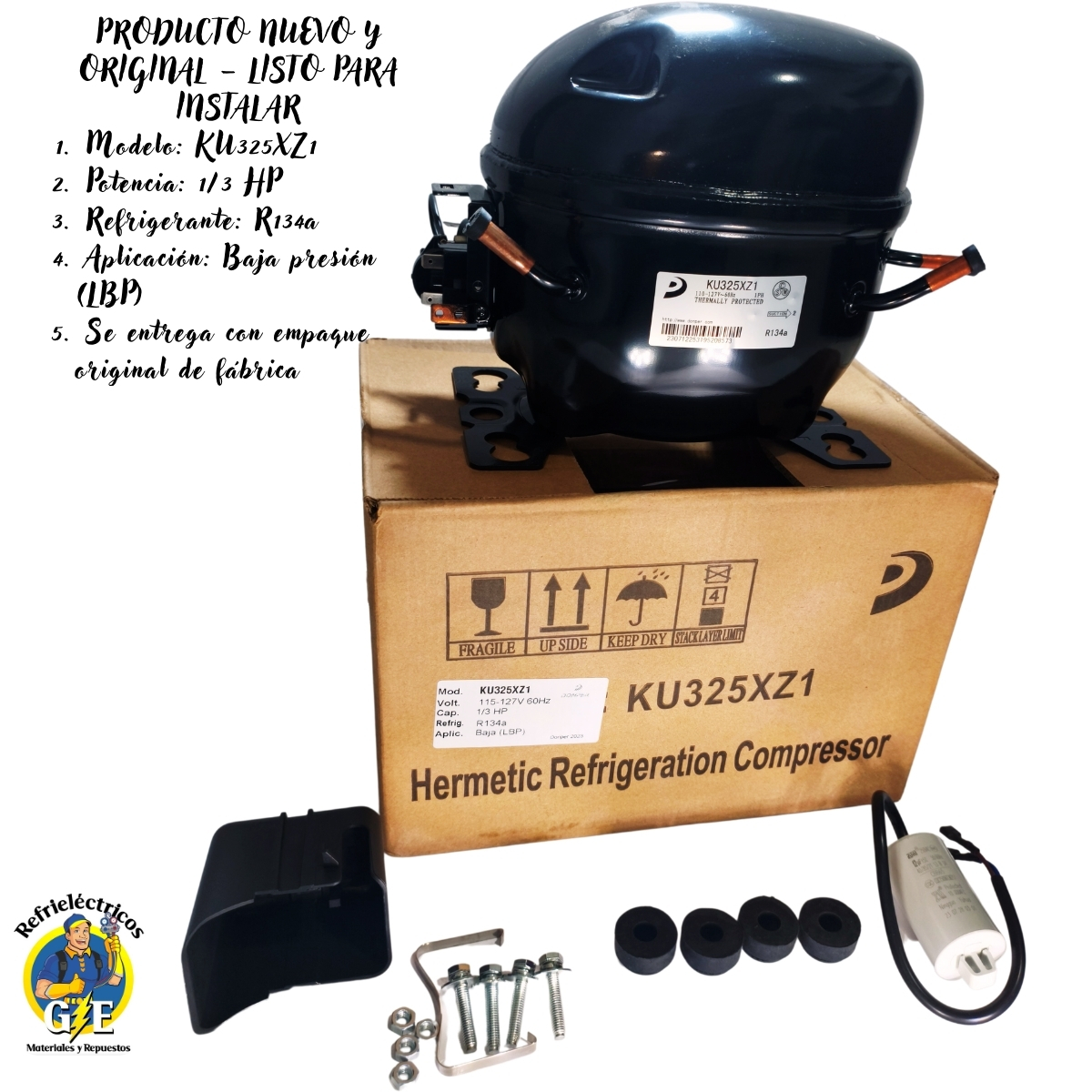 Compresor Nevera 1/3 HP Donper Original - Motor para Refrigeración R134a 110V (Alta Eficiencia) - Imagen 2