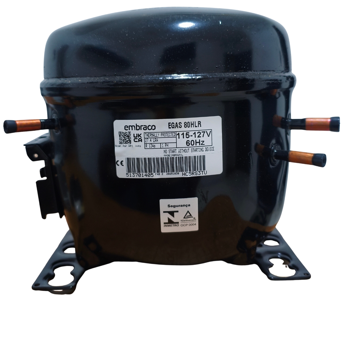 Compresor Nevera 1/4 HP Embraco Original - Motor de Refrigeración R134a 110V (Modelo EGAS 80HLR) - Imagen 11