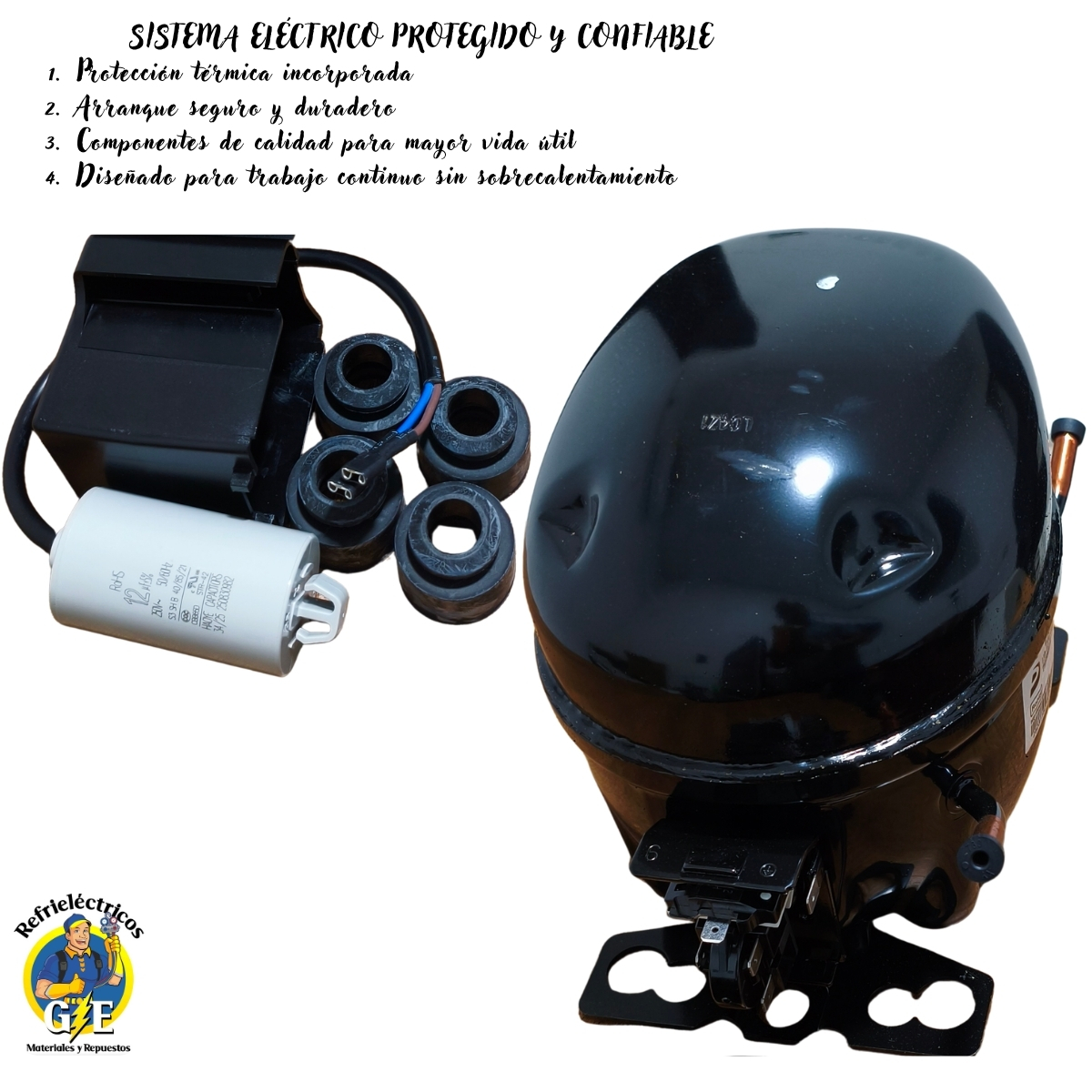 Compresor Nevera 1/6 HP Donper Original - Motor de Refrigeración R134a 110V (Modelo LK56XZ1) - Imagen 3