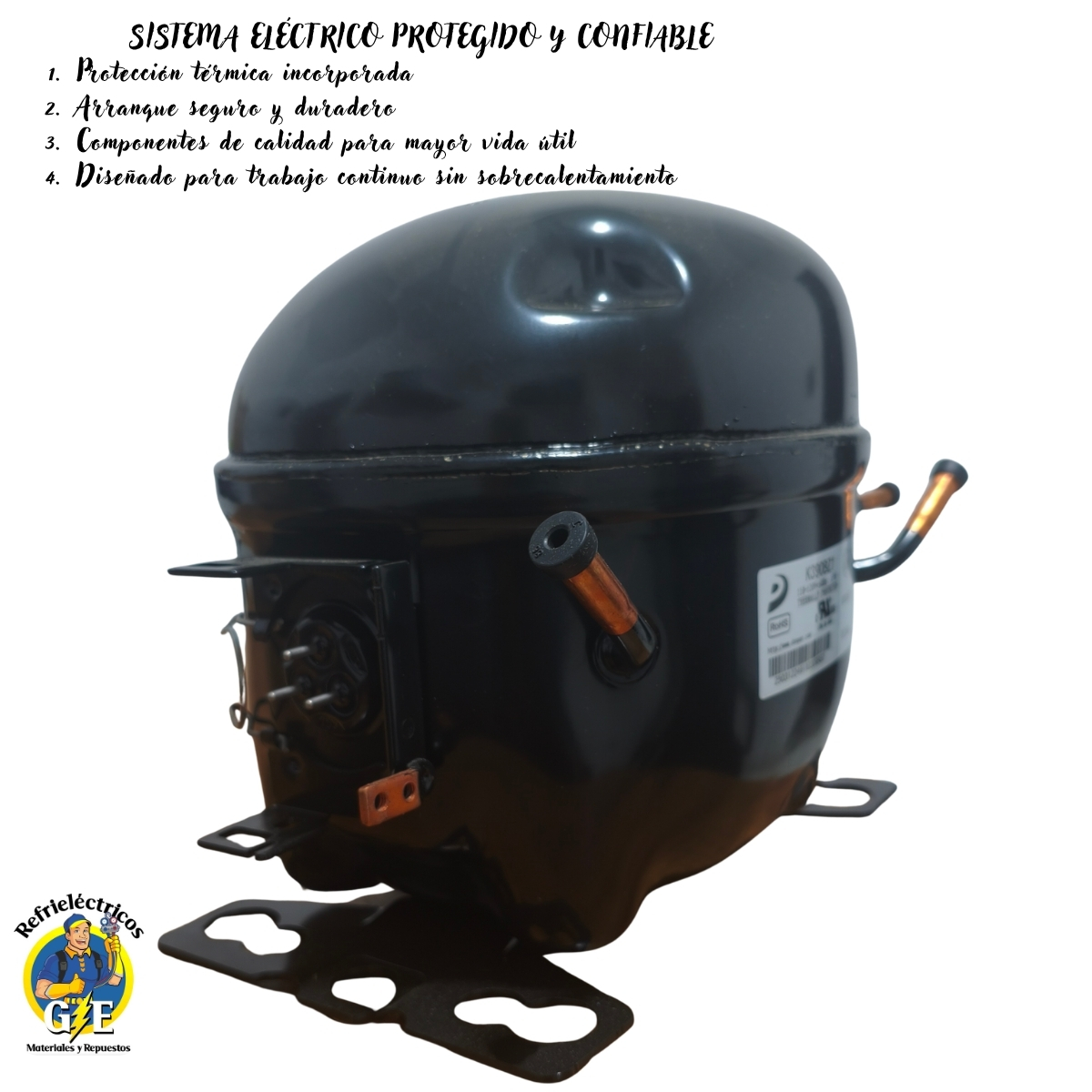 Compresor Nevera 3/8 HP Donper Original - Motor de Refrigeración R134a 110V (Modelo K390BZ1) - Imagen 3