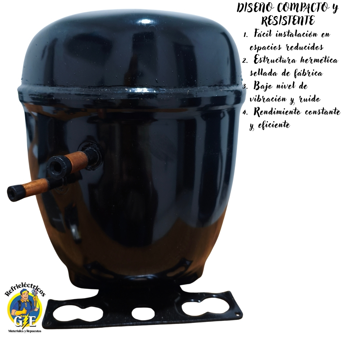 Compresor Nevera 1/4 HP Embraco Original - Motor de Refrigeración R134a 110V (Modelo EGAS 80HLR) - Imagen 4