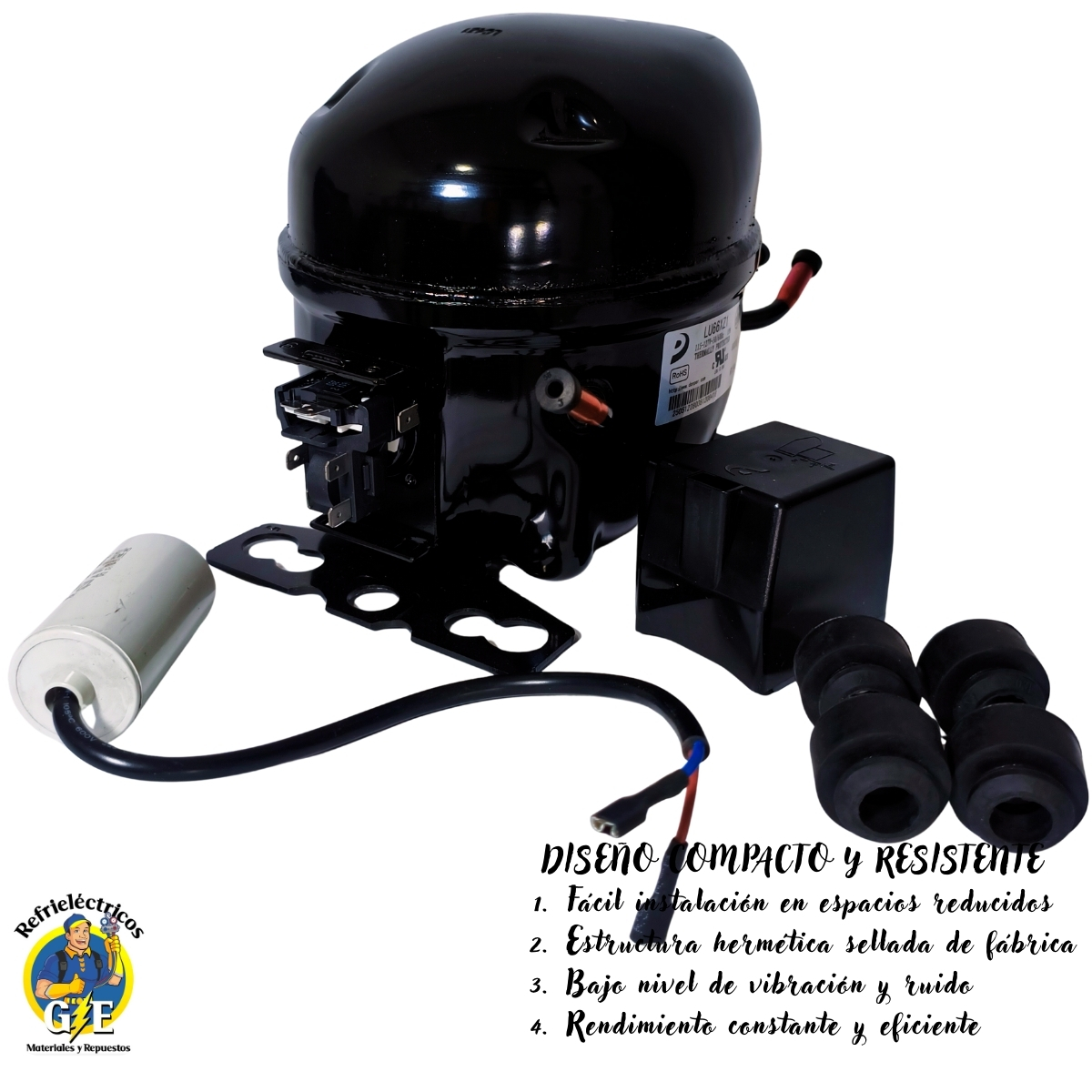 Compresor Nevera 1/5 HP Donper Original - Motor de Refrigeración R134a 110V (Modelo LU66XZ1) - Imagen 4