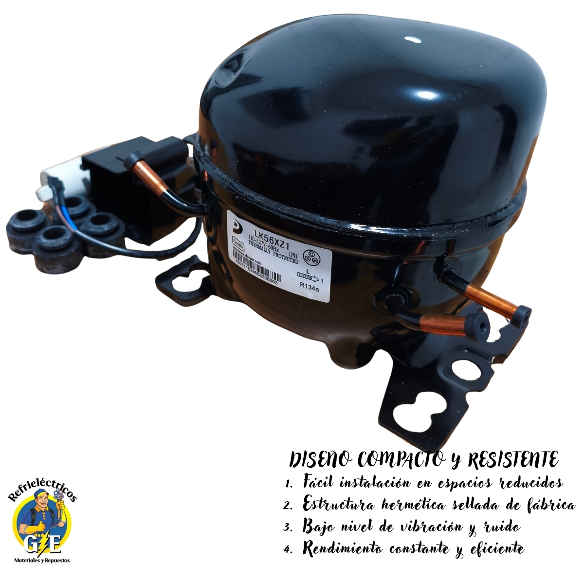 Compresor Nevera 1/6 HP Donper Original - Motor de Refrigeración R134a 110V (Modelo LK56XZ1) - Imagen 4