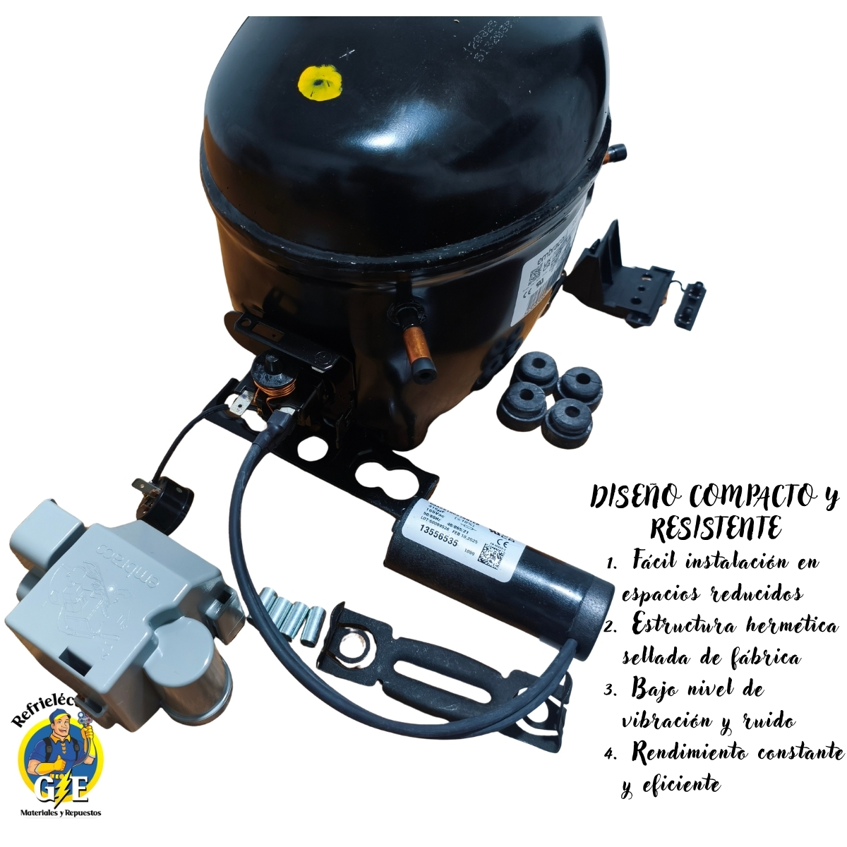 Compresor Nevera 1/2 HP Embraco Original - Motor de Refrigeración R134a 110V (Modelo FFU160HAX) - Imagen 4