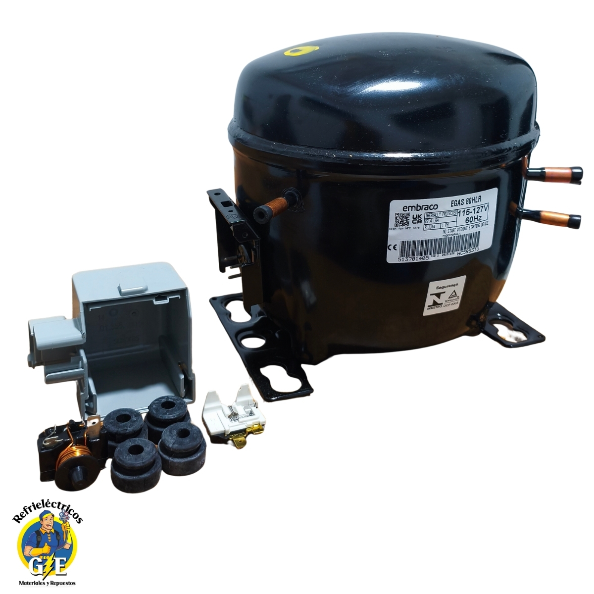 Compresor Nevera 1/4 HP Embraco Original - Motor de Refrigeración R134a 110V (Modelo EGAS 80HLR) - Imagen 6