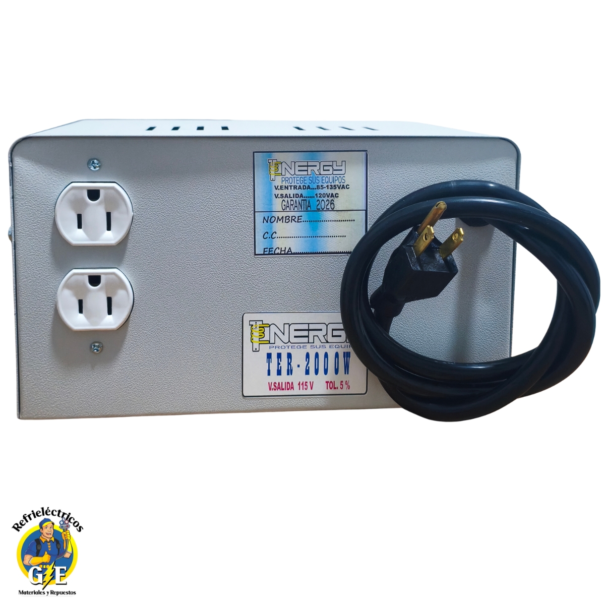 Estabilizador Elevador de Voltaje Tenergy 2000W - Protector de Voltaje Profesional para Neveras y Lavadoras (Modelo TER-2000W) - Imagen 8
