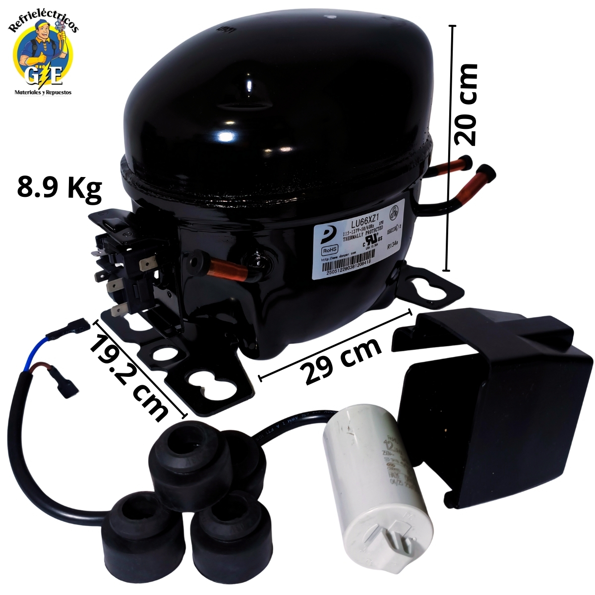Compresor Nevera 1/5 HP Donper Original - Motor de Refrigeración R134a 110V (Modelo LU66XZ1) - Imagen 7