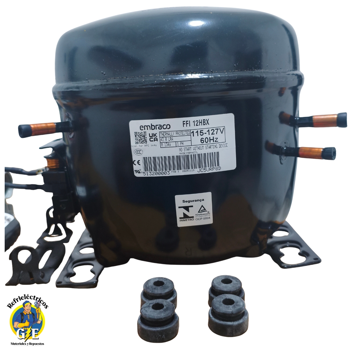 Compresor Nevera 1/3 HP Embraco Original - Motor de Refrigeración R134a 110V (Modelo FFI12HBX) - Imagen 7