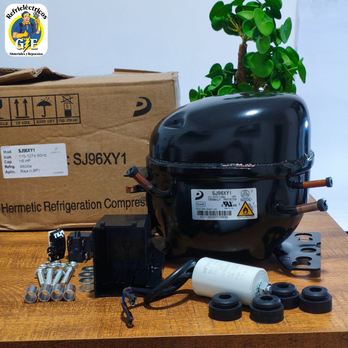 Compresor Nevera 1/6 HP Donper Original - Motor de Refrigeración R600a 110V (Modelo SJ96XY1) - Imagen 8