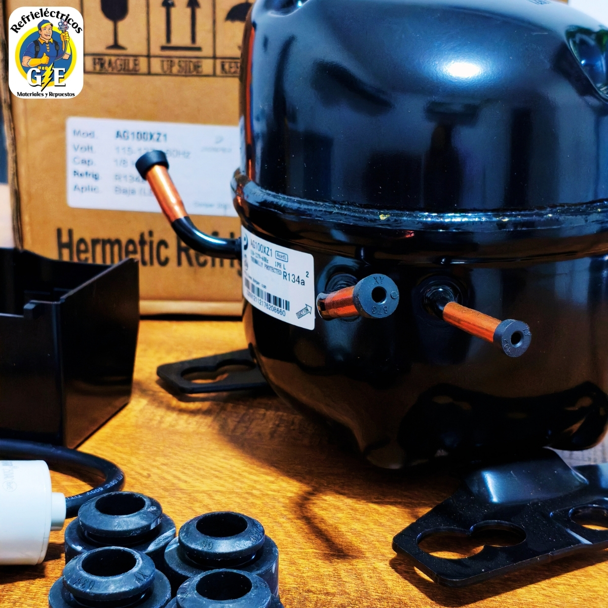 Compresor Nevera 1/8 HP Donper Original - Motor de Refrigeración R134a 110V (Modelo AG100XZ1) - Imagen 8