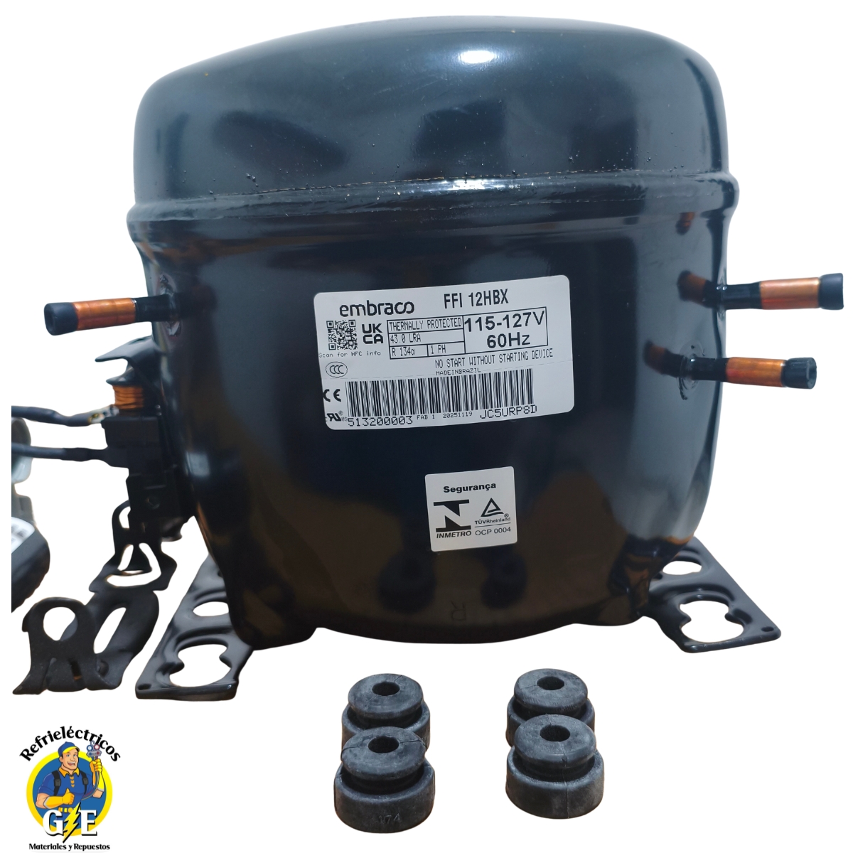 Compresor Nevera 1/3 HP Embraco Original - Motor de Refrigeración R134a 110V (Modelo FFI12HBX) - Imagen 8
