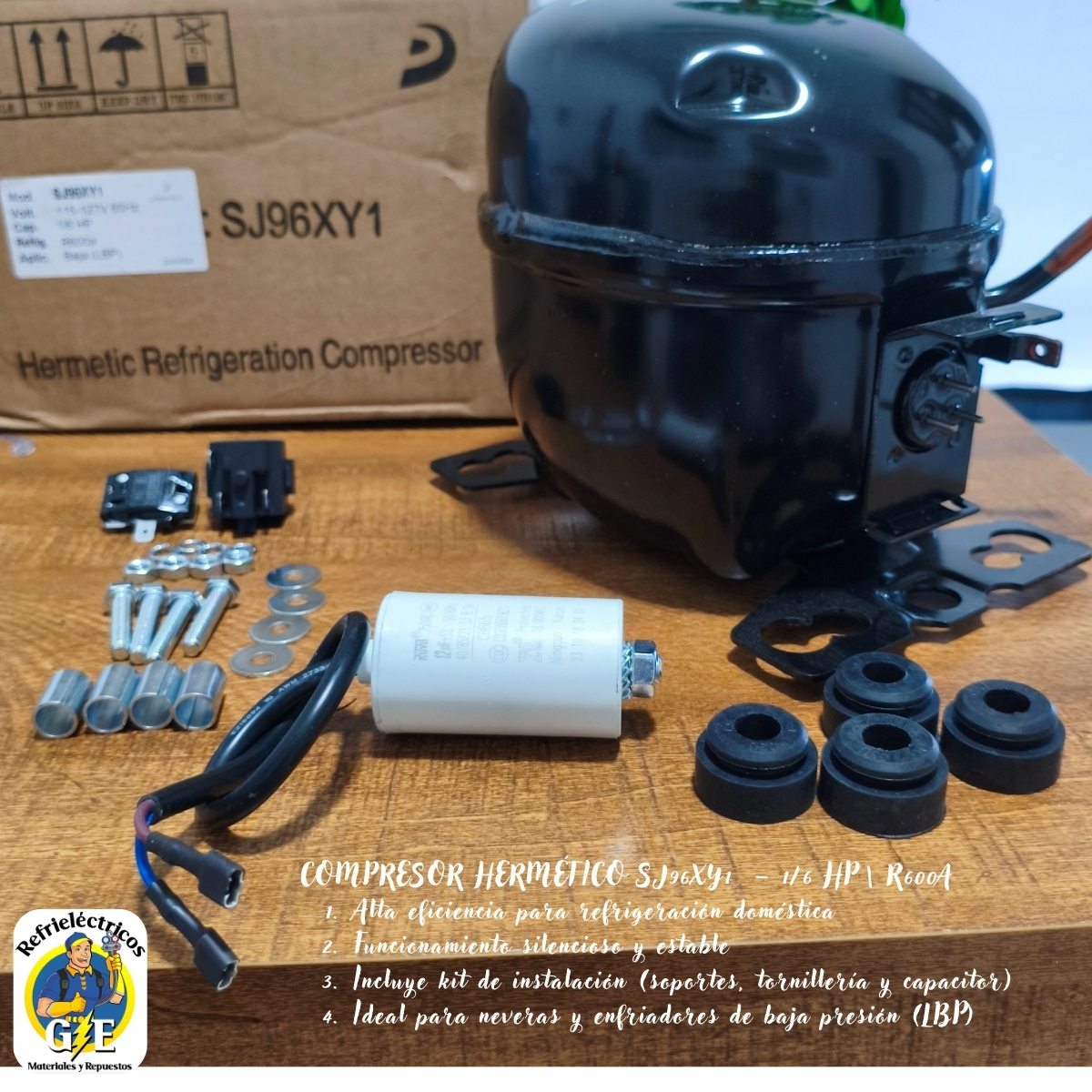Compresor Nevera 1/6 HP Donper Original - Motor de Refrigeración R600a 110V (Modelo SJ96XY1) - Imagen 9