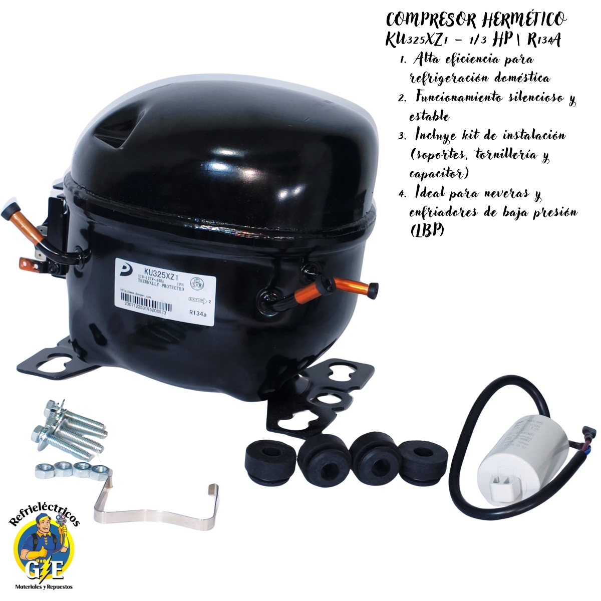 Compresor Nevera 1/3 HP Donper Original - Motor para Refrigeración R134a 110V (Alta Eficiencia) - Imagen 10