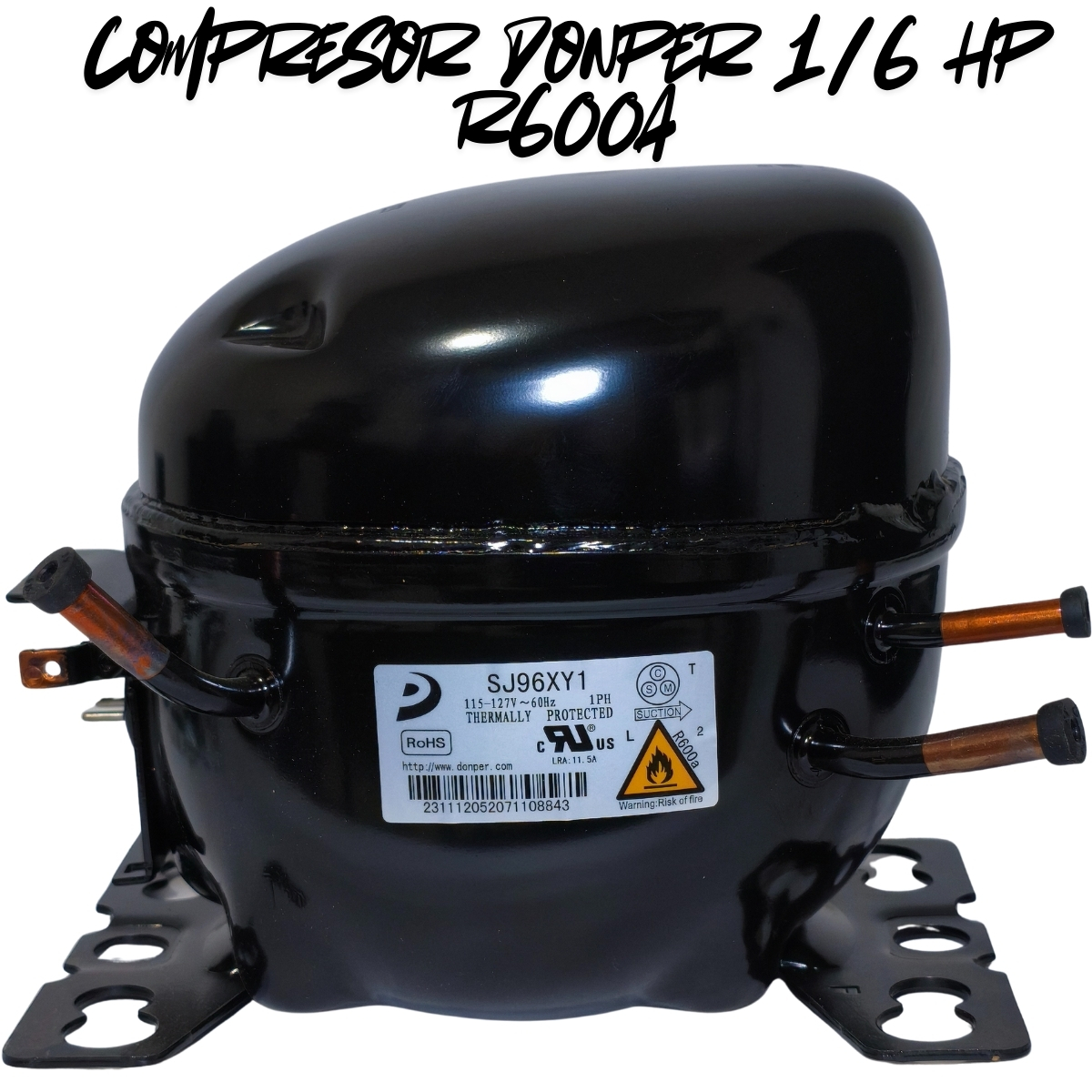 Compresor Nevera 1/6 HP Donper Original - Motor de Refrigeración R600a 110V (Modelo SJ96XY1) - Imagen 10