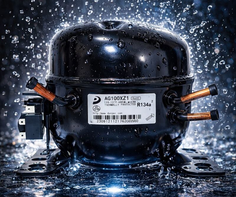 Compresor Nevera 1/8 HP Donper Original - Motor de Refrigeración R134a 110V (Modelo AG100XZ1)