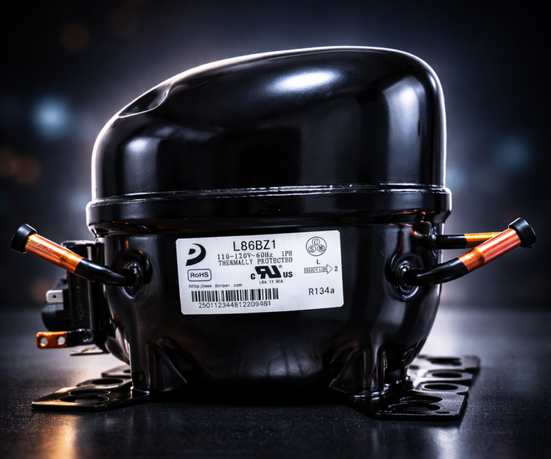 Compresor Nevera 1/4 HP Donper Original - Motor de Refrigeración R134a 110V (Modelo L86BZ1)