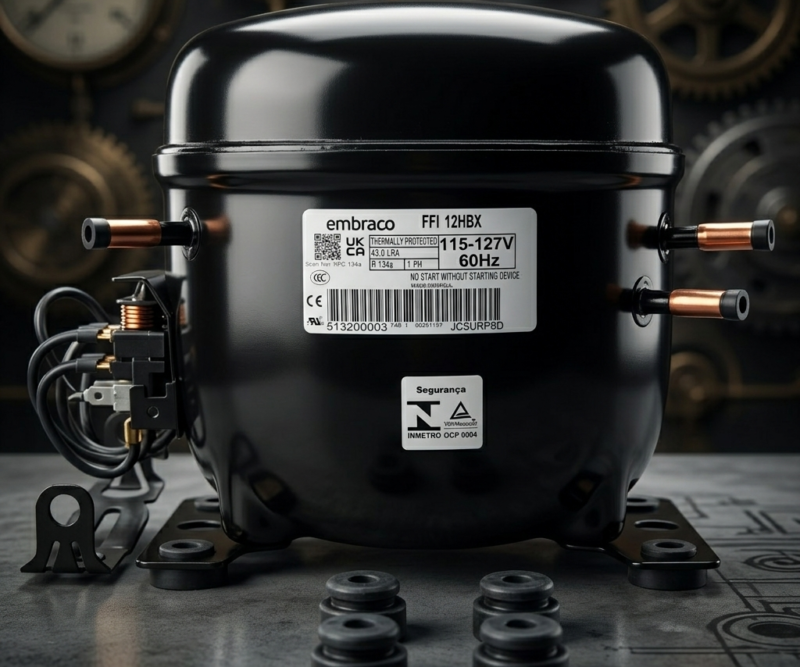 Compresor Nevera 1/3 HP Embraco Original - Motor de Refrigeración R134a 110V (Modelo FFI12HBX)