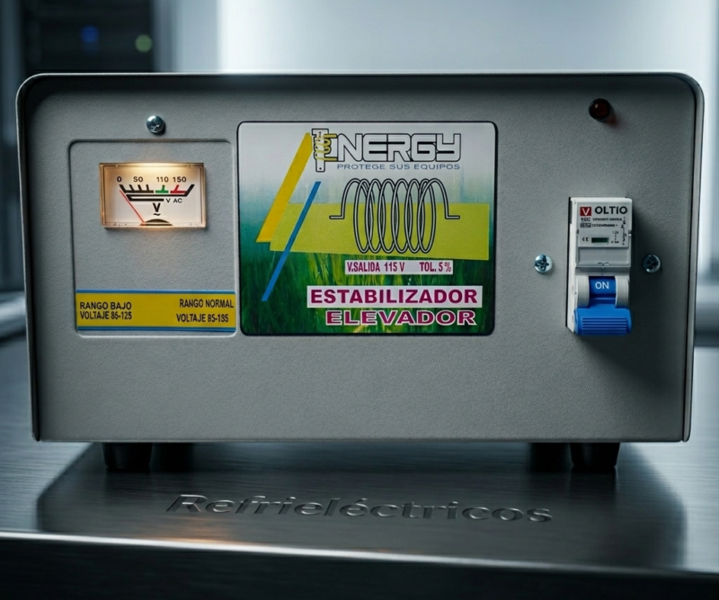 Estabilizador Elevador de Voltaje Tenergy 2000W - Protector de Voltaje Profesional para Neveras y Lavadoras (Modelo TER-2000W)