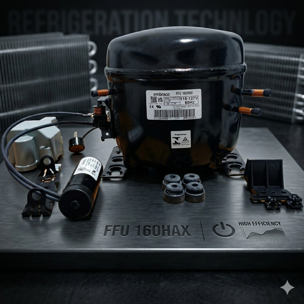 Compresor Nevera 1/2 HP Embraco Original - Motor de Refrigeración R134a 110V (Modelo FFU160HAX)