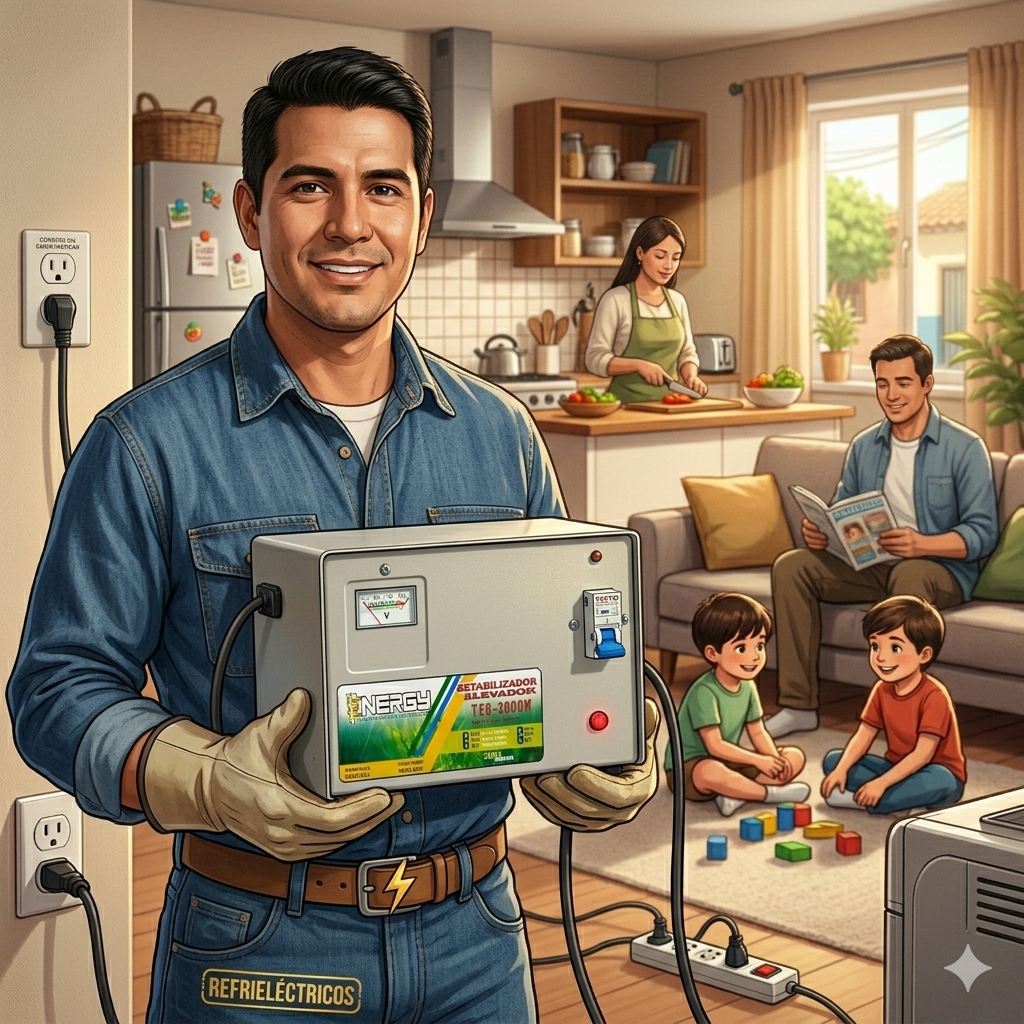Estabilizador Elevador de Voltaje Tenergy 3000W - Protector Profesional para Neveras, Lavadoras y Hogar (Modelo TER-3000W) - Imagen 3