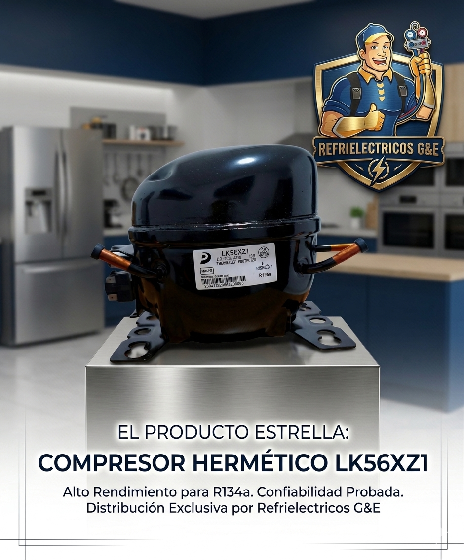Compresor Nevera 1/6 HP Donper Original - Motor de Refrigeración R134a 110V (Modelo LK56XZ1)