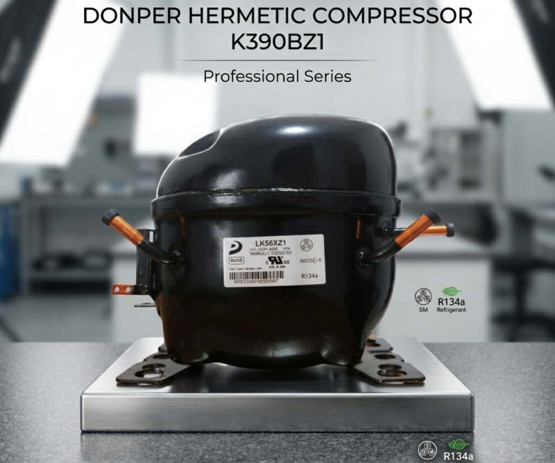 Compresor Nevera 3/8 HP Donper Original - Motor de Refrigeración R134a 110V (Modelo K390BZ1)