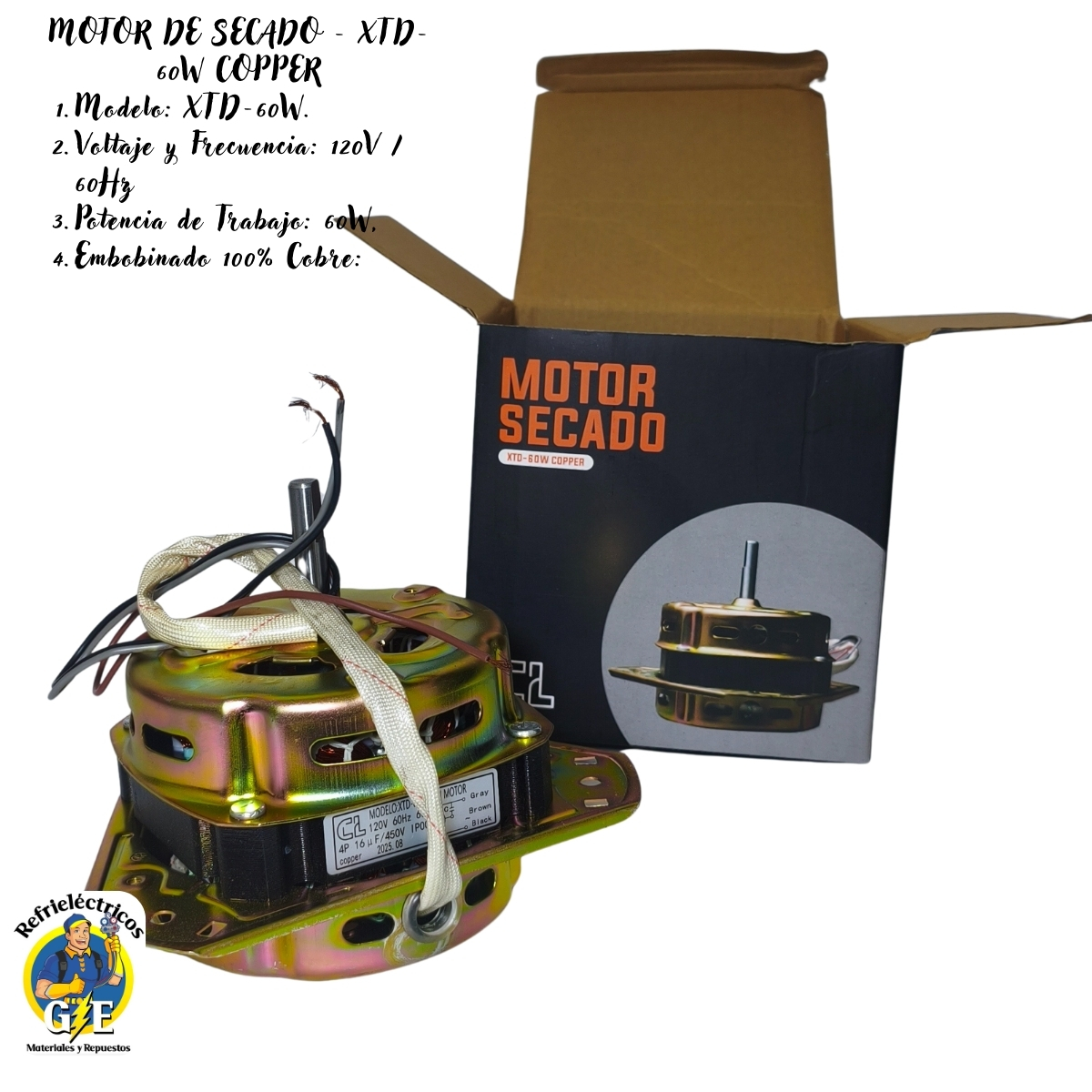 Motor de Secado CL XTD-60W para Lavadora - Embobinado 100% Cobre - Imagen 2