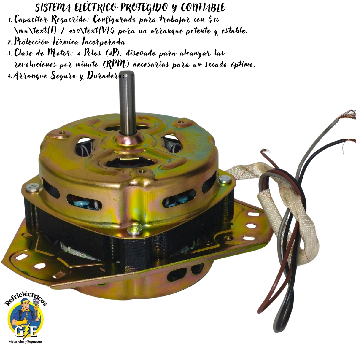Motor de Secado CL XTD-60W para Lavadora - Embobinado 100% Cobre - Imagen 3