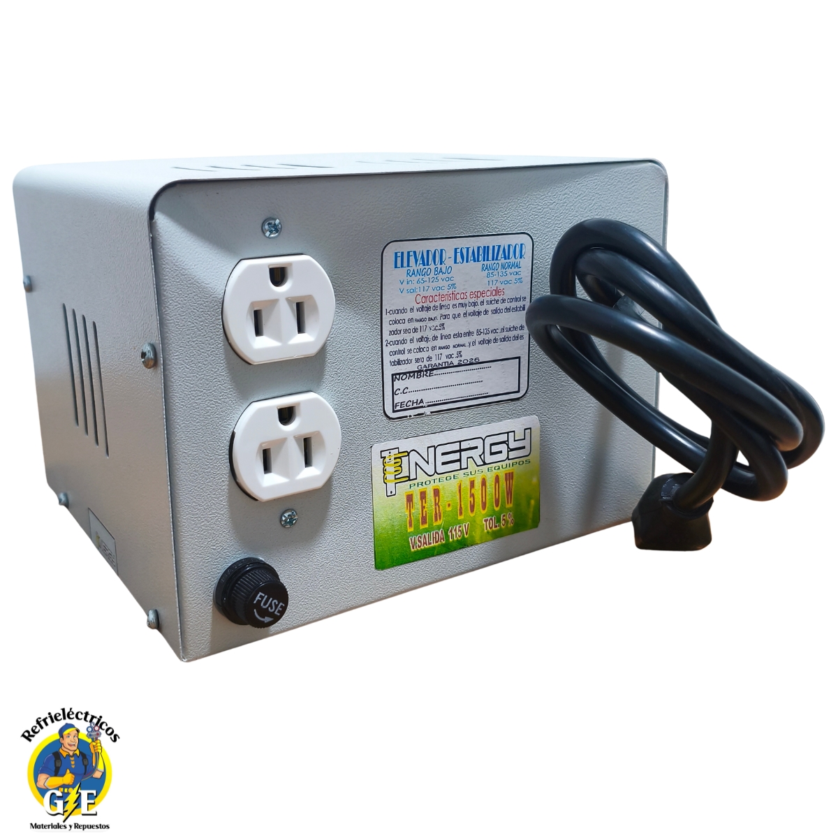 Estabilizador Elevador de Voltaje Tenergy 1500W – Protector de Voltaje Profesional para Neveras y Lavadoras (Modelo TER-1500W) - Imagen 6