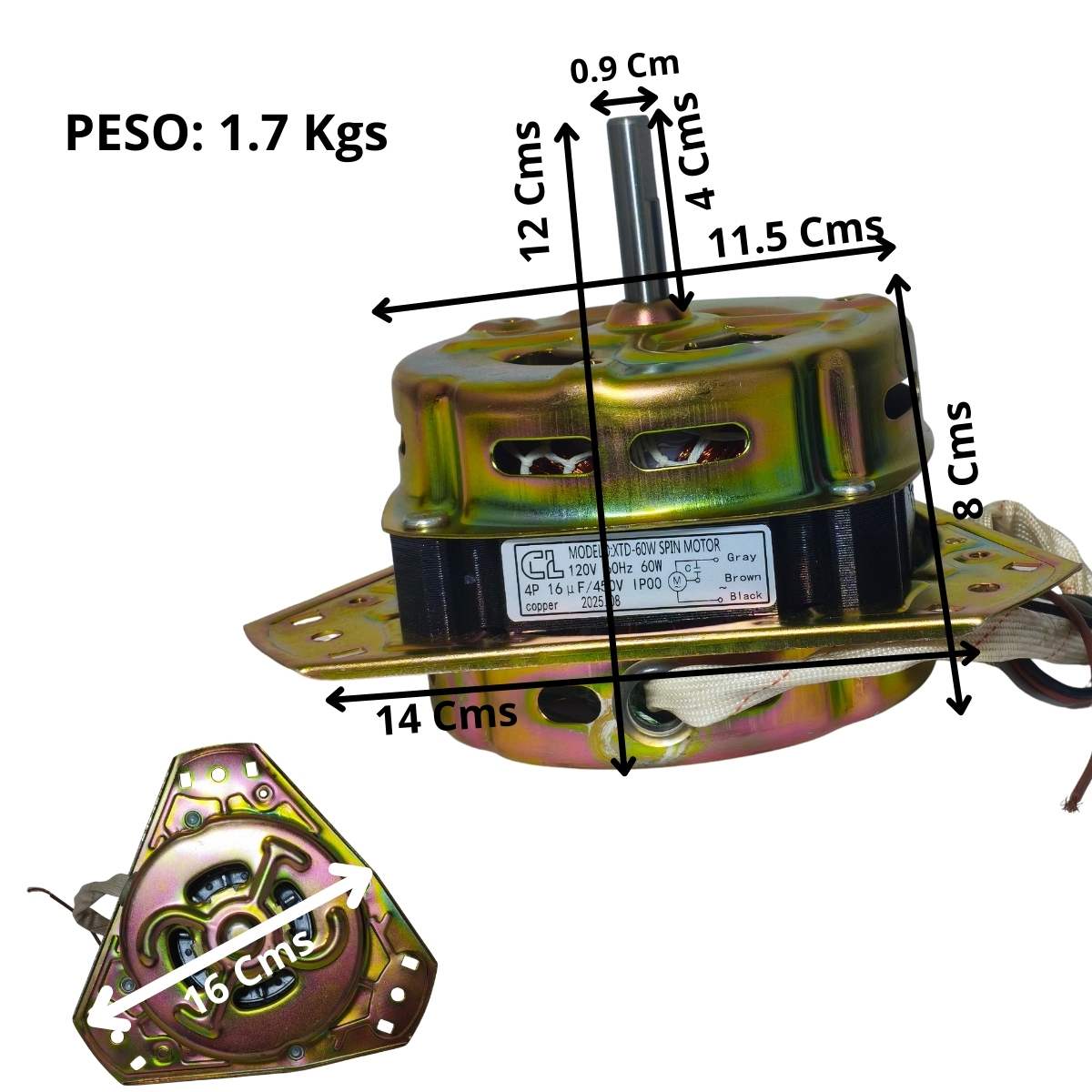 Motor de Secado CL XTD-60W para Lavadora - Embobinado 100% Cobre - Imagen 13